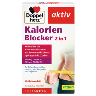 Abbildung der Produktverpackung Doppelherz aktiv Kalorien Blocker 2 in 1 Frontansicht